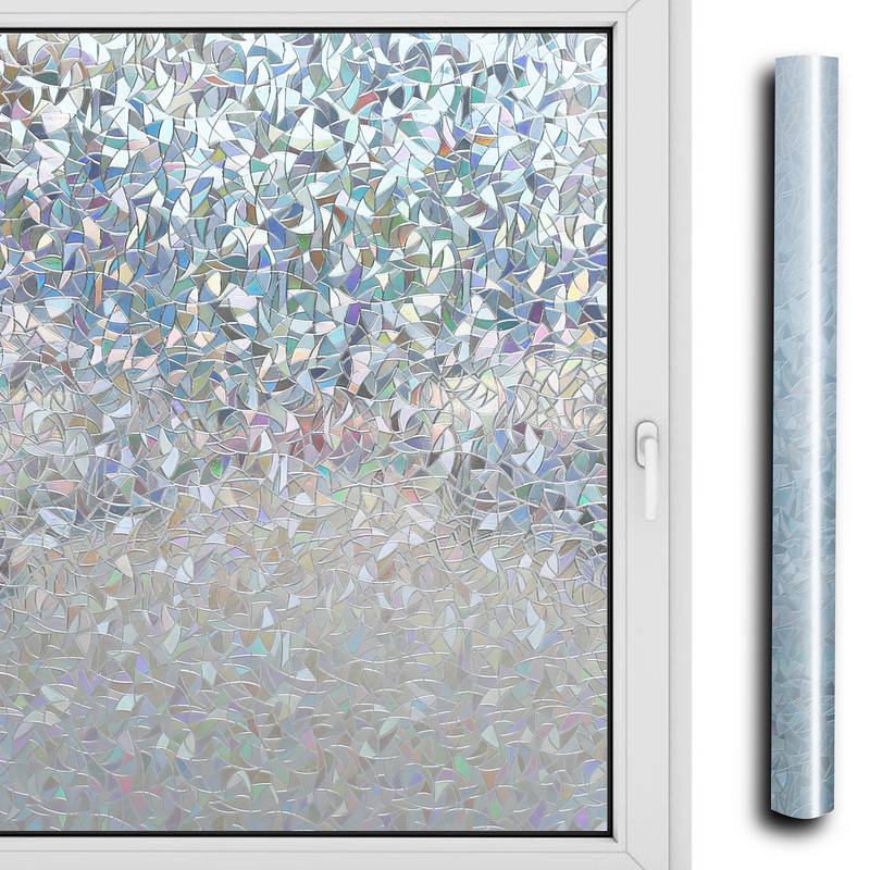 2x Fensterfolie 95% UV-Sonnenschutz Streifen Selbsthaftend Sichtschutzfolie Glasdekor (3D-Laser,60x200cm)