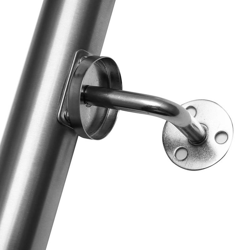 Edelstahl Handlauf Geländer matt, runde Treppe, innen und außen, Ø 42 mm, Treppengeländer mit Bügel, silber 140 cm