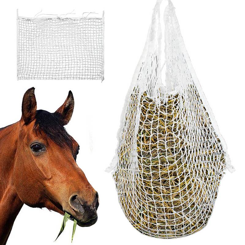 Heunetz 120x90cm Heusack Netz Heutasche Füllmenge ca. 9Kg, Heuraufe Futternetz Maschenweite 3x3 cm, Extrem reißfest, für Pferden, Schafen, Rindern