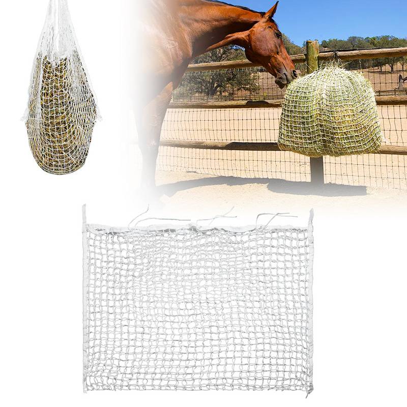 Heunetz 160x90cm Heusack Netz Heutasche, Engmaschig 3x3 cm, Fütterung verbesserte Verdauung Heusack für Pferde Ziegen, Futternetz Füllmenge ca. 9Kg