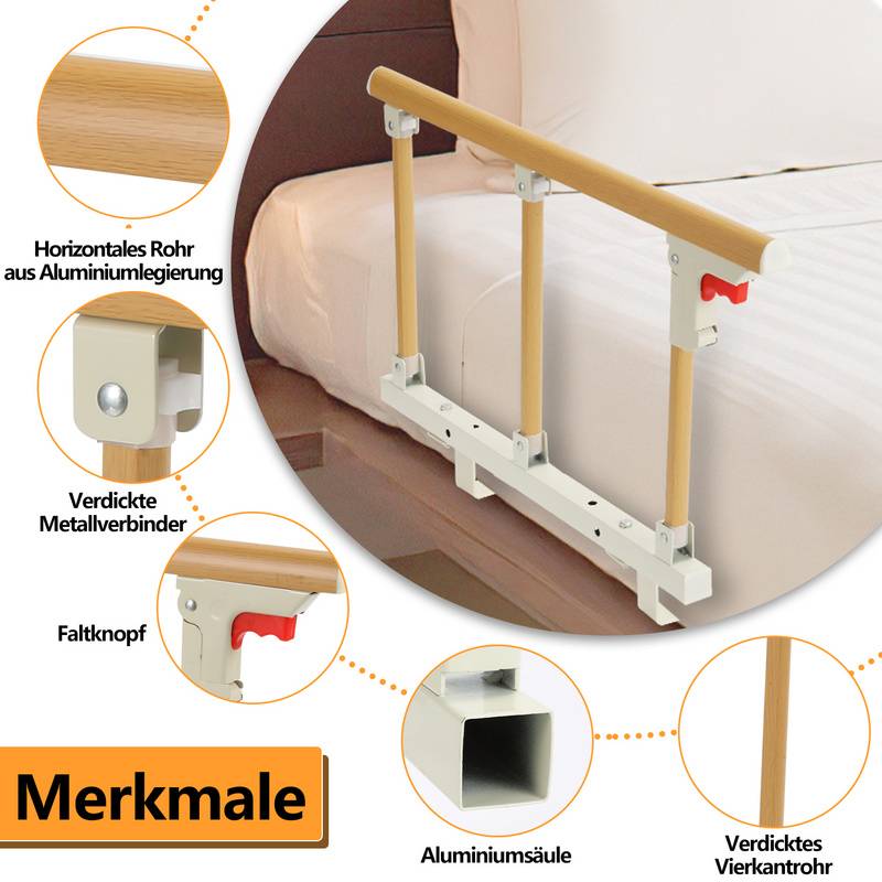 SWANEW Bettgitter Klappbar für ältere Erwachsene, EIN Schlüssel Klappbar Metall Griff für Bett Senioren Bettgitter zum Ältere Senioren Erwachsene