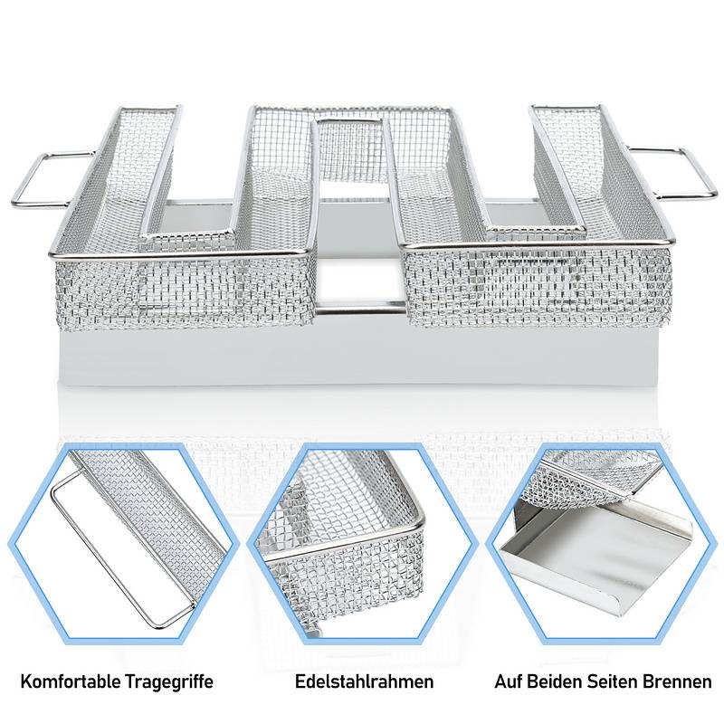 SWANEW BBQ Kaltrauchgenerator Edelstahl Sparbrand Räuchern Räucherspirale Kaltraucherzeuger Kaltrauch Raucherzeuger