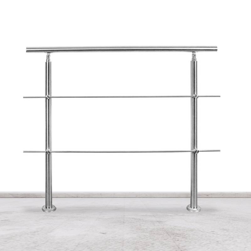 Treppengeländer Geländer Edelstahl 120 cm 2 Querstreben Ø 42mm für Innen und Außen Garten Treppenhaus