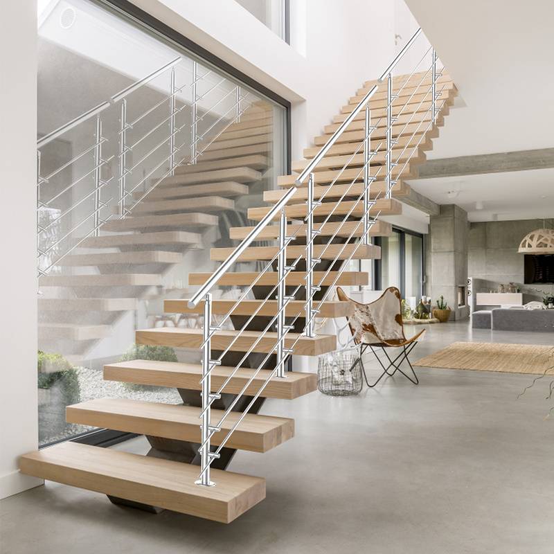 Treppengeländer Geländer Edelstahl 100 cm 5 Querstreben Ø 42mm für Innen und Außen Garten Treppenhaus