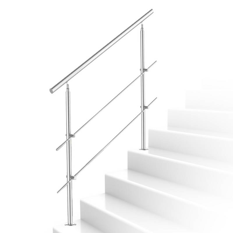 Treppengeländer Geländer Edelstahl 100 cm 2 Querstreben Ø 42mm für Innen und Außen Garten Treppenhaus