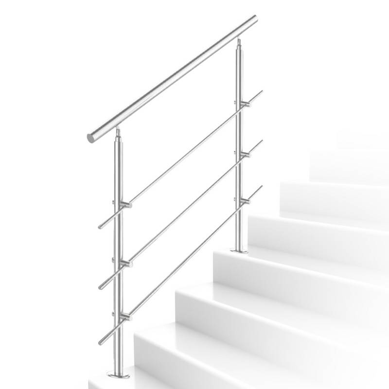 Treppengeländer Geländer Edelstahl 100 cm 3 Querstreben Ø 42mm für Innen und Außen Garten Treppenhaus