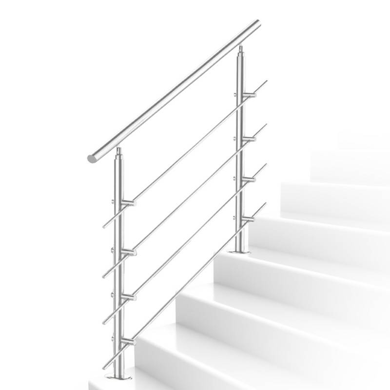 Treppengeländer Geländer Edelstahl 160 cm 4 Querstreben Ø 42mm für Innen und Außen Garten Treppenhaus