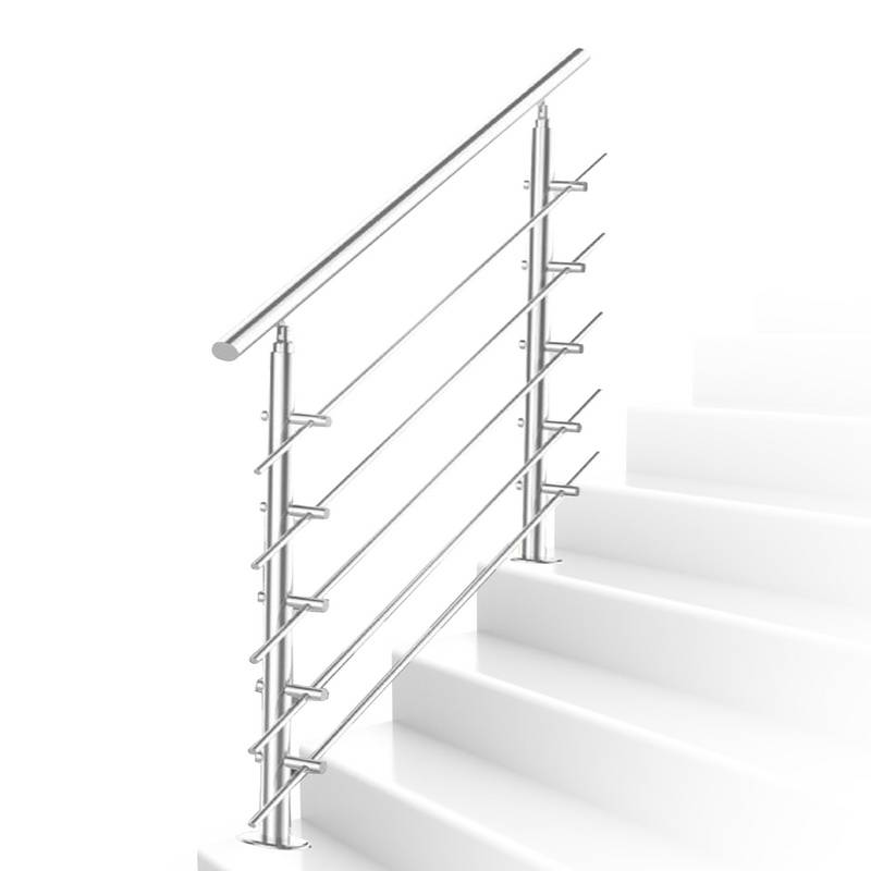 Treppengeländer Geländer Edelstahl 100 cm 5 Querstreben Ø 42mm für Innen und Außen Garten Treppenhaus