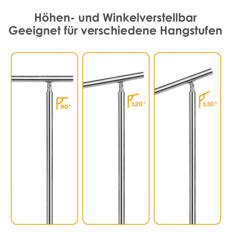 Geländer Treppengeländer Ø 42mm Edelstahl Handlauf für Innen und Außen geeignet 180cm mit 2 Querstreben