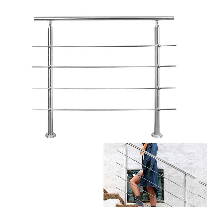 Geländer Treppengeländer Edelstahl Handlauf für Innen und Außen geeignet 80cm mit 4 Querstreben