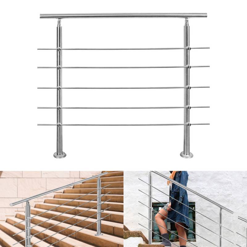 Geländer Treppengeländer Ø 42mm Edelstahl Handlauf für Innen und Außen geeignet 180cm mit 4 Querstreben