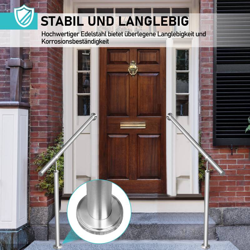 Eingangsgeländer Geländer und Handläufe 120cm Edelstahl Handlauf Wandhandlauf Treppengeländer Außen Innen Treppenhaus