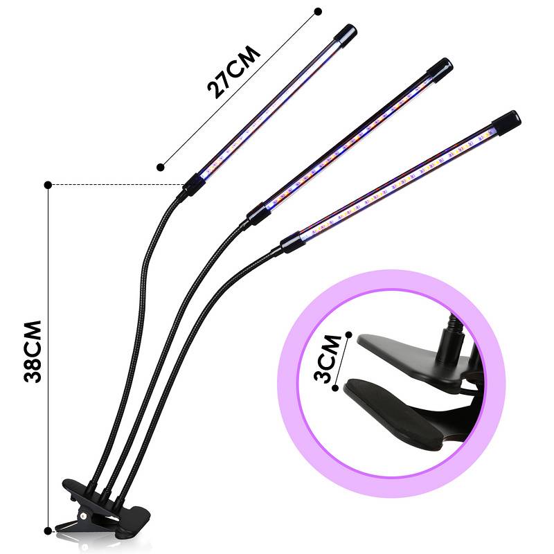 30Watt Pflanzenlampe Pflanzenleuchte LED Grow Light – automatischer Timer 3–9–12 Stunden