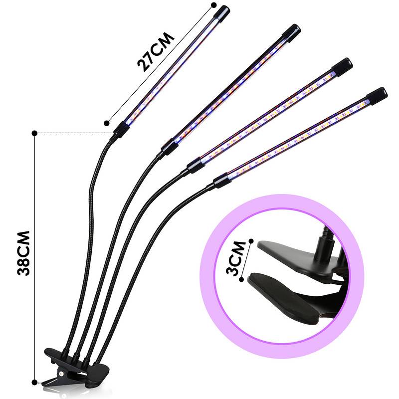 Pflanzenlampe LED Vollspektrum Pflanzenlicht 80 LEDs, 4 Köpfe Grow Lampe Pflanzenleuchte Wachstumslampe für Pflanzen, 10 Dimmstufen LED Grow Ligh
