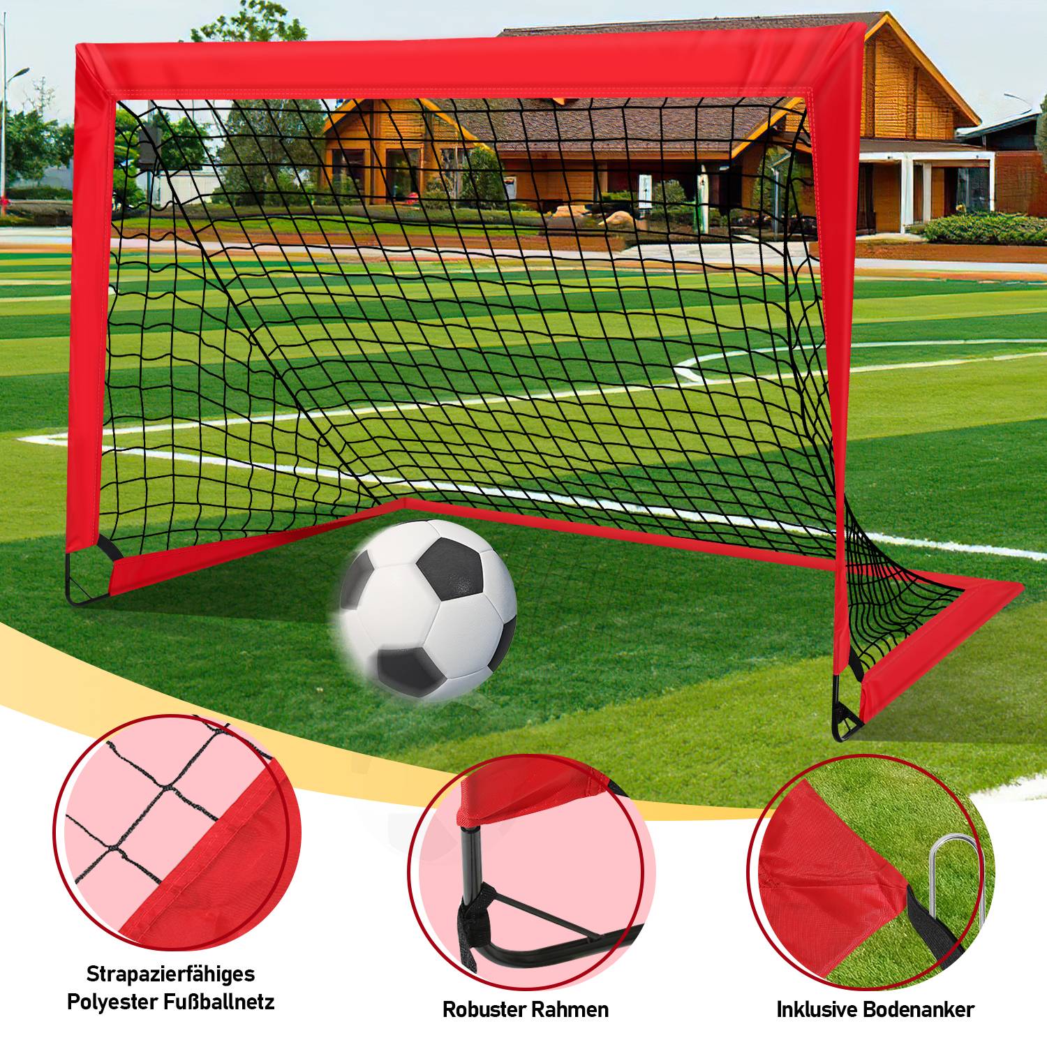 Fußballtor Fussballtore Fußball-Tore faltbar und wetterfest für Kinder und Erwachsene 120x90x90cm 2er-Set