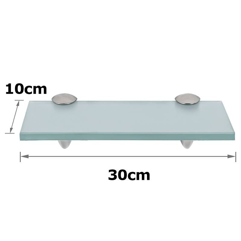 Glasregal 30x10x0,8 cm mit Halterung Glasboden Wandregal Badregal Ablage Regal Hängeregal Milchglas