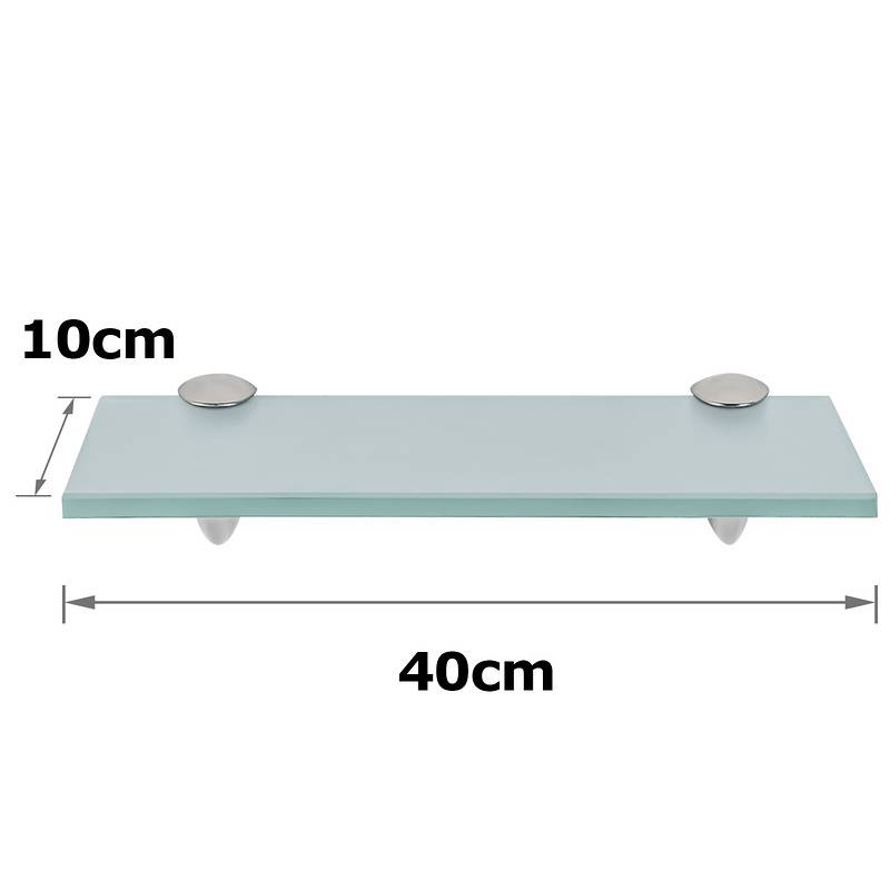 Glasregal 40x10x0,8 cm mit Halterung Glasboden Wandregal Badregal Ablage Regal Hängeregal Milchglas