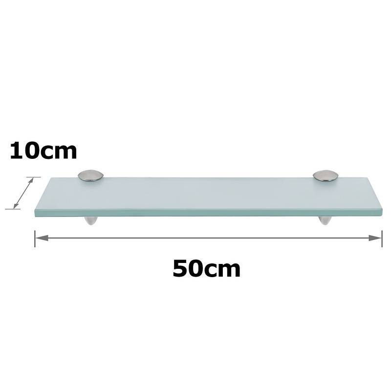 Glasregal 50x10x0,8 cm mit Halterung Glasboden Wandregal Badregal Ablage Regal Hängeregal Milchglas