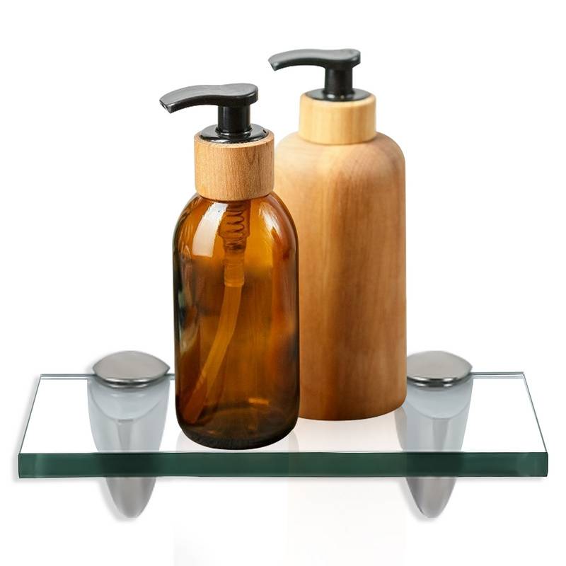 Glasregal 20x10x0,8 cm mit Halterung Glasboden Wandregal Badregal Ablage Regal Hängeregal Klarglas