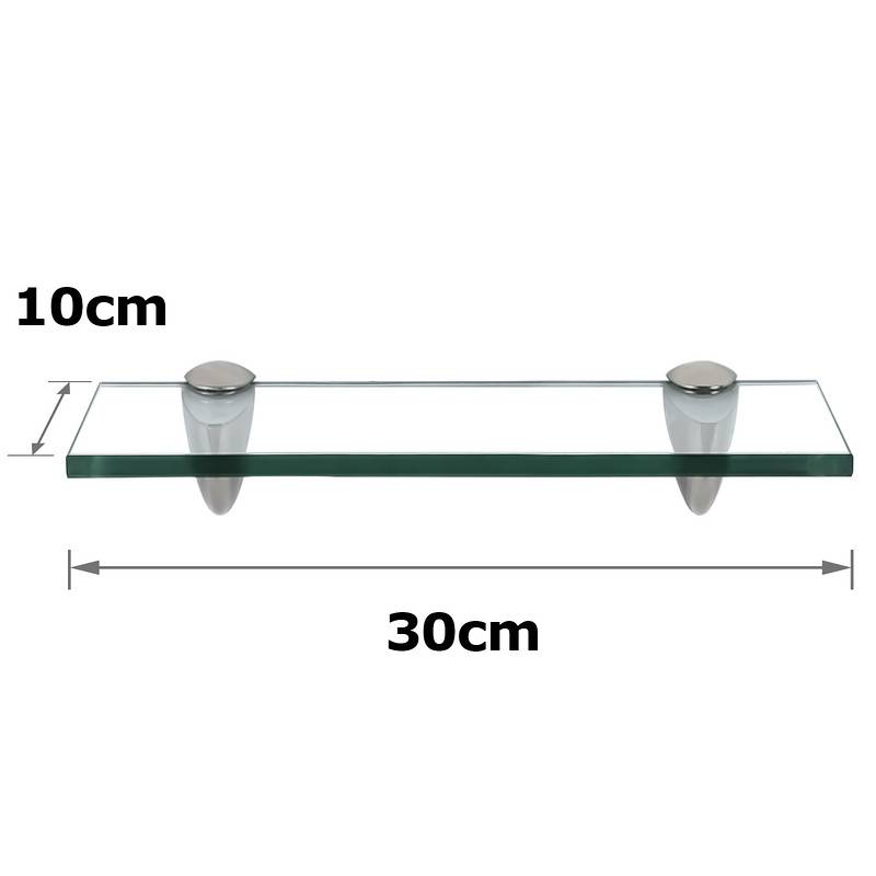 Glasregal 30x10x0,8 cm mit Halterung Glasboden Wandregal Badregal Ablage Regal Hängeregal Klarglas