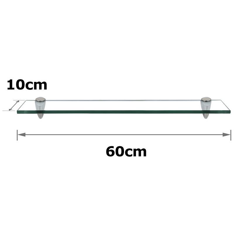 Glasregal 60x10x0,8 cm mit Halterung Glasboden Wandregal Badregal Ablage Regal Hängeregal Klarglas