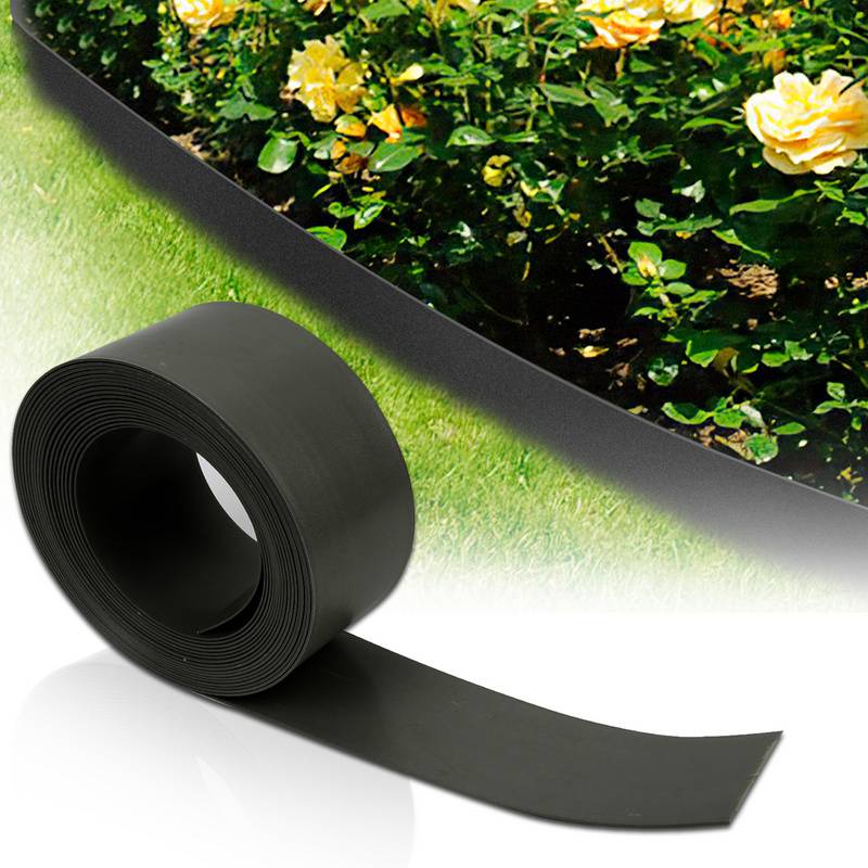 Kunststoff Rasenkante Beeteinfassung Flexible Rasenbegrenzung Beetumrandung Blumenbeet Mähkante Wurzelsperre Schwarz 1000*10*0.2cm