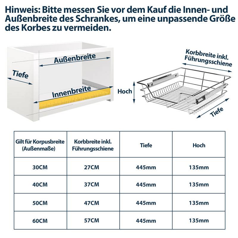 6X Küchenschublade Schrankauszug Korbauszug Teleskopschublade Vormontiert Verchromt Silber 30CM