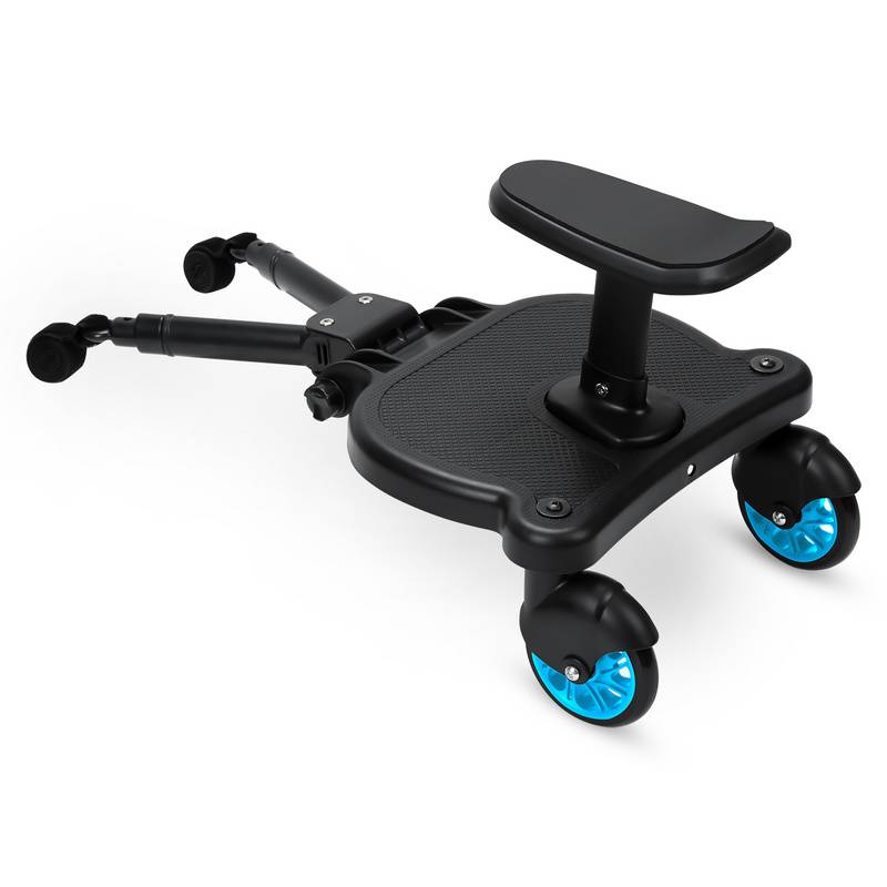 Buggy Board mit Sitz Kiddyboard Kinderwagen Board Trittbrett Universal Hilfspedal 360°Zweirad Design Blau