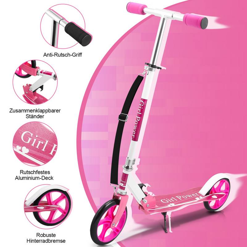 Kinderroller Tretroller Cityroller Kickscooter Kinderscooter Klappbar Scooter Höhenverstellbar Rosa