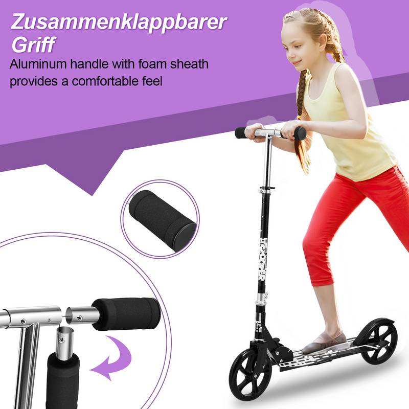 Kinderroller Tretroller Cityroller Kickscooter Kinderscooter Klappbar Scooter Höhenverstellbar Schwarz