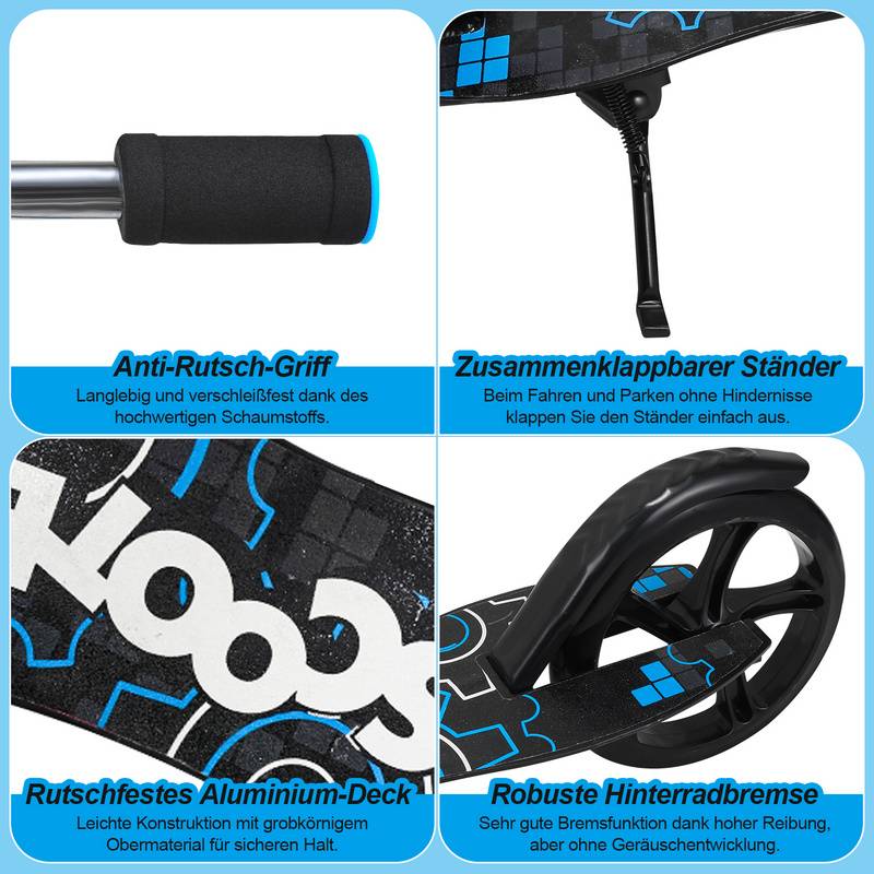 Kinderroller Tretroller Cityroller Kickscooter Kinderscooter Klappbar Scooter Höhenverstellbar Schwarz Blau
