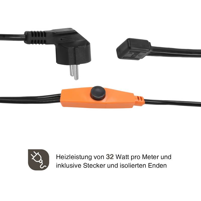 Heizkabel Frostschutz Heizleitung Frostschutzkabel Rohrbegleitheizung selbstregulierend mit Thermostat 2m 32W