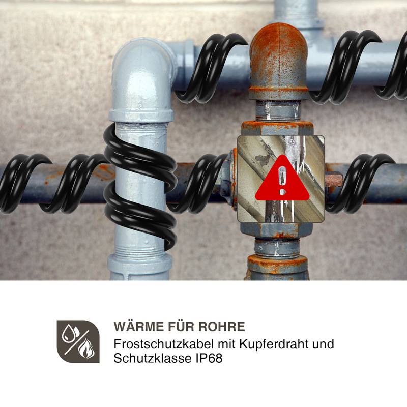 Heizkabel Frostschutz Heizleitung Frostschutzkabel Rohrbegleitheizung selbstregulierend mit Thermostat 2m 32W