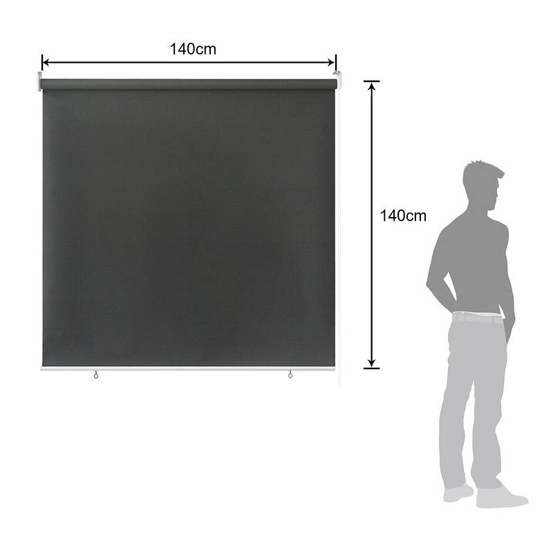 Senkrechtmarkise Vertikalmarkise für Terrasse Balkon Seitenrollo Sichtschutz Sonnenschutz UV-Beständig Anthrazit 140x140cm