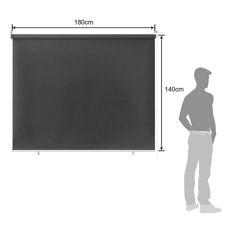 Senkrechtmarkise Vertikalmarkise für Terrasse Balkon Seitenrollo Sichtschutz Sonnenschutz UV-Beständig Anthrazit 180x140cm
