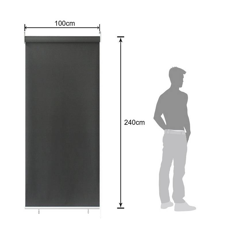 Senkrechtmarkise Vertikalmarkise für Terrasse Balkon Seitenrollo Sichtschutz Sonnenschutz UV-Beständig Anthrazit 100x240cm