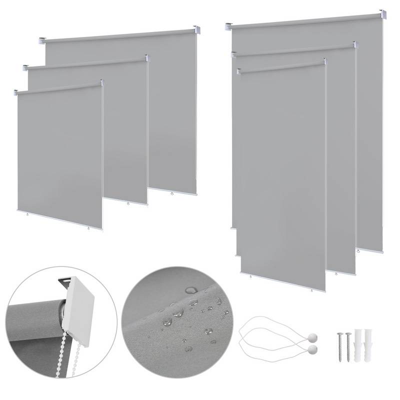 Senkrechtmarkise Vertikalmarkise für Terrasse Balkon Seitenrollo Sichtschutz Sonnenschutz UV-Beständig Grau 140x240cm