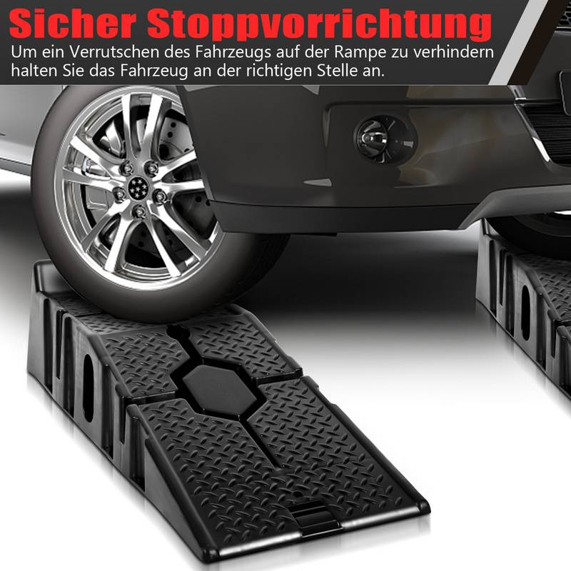 Auffahrrampe 2er Set Kunststoff Schwerlast Rampe bis 3 Tonnen KFZ-Auffahrt Plattform Hebebühne PKW KFZ