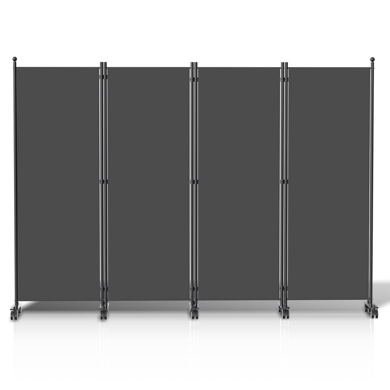 Paravent auf Rollen 4 teilig Anthrazit 228x181 cm Outdoor Raumteiler Garten Spanische Wand Trennwand Raumtrenner