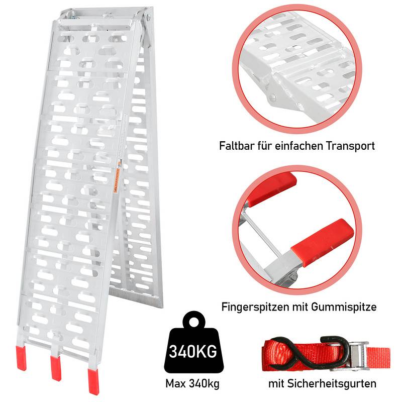 Auffahrrampe Verladerampe Rampe Verladeschiene Auto Laderampe für Motorrad, Anhänger bis 340kg