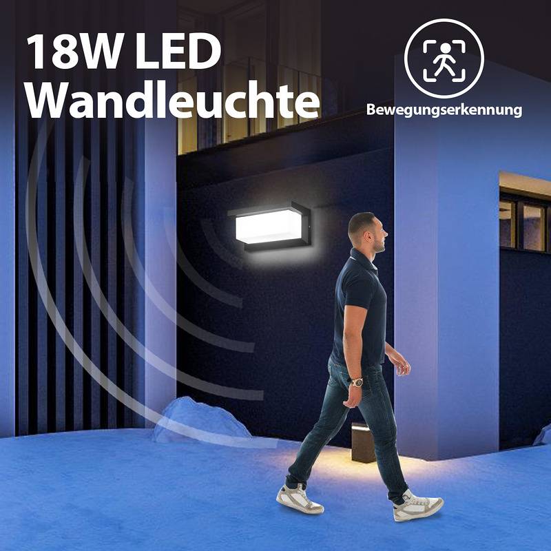 18W LED Wandlampe Sensor IP65 Badlampe Modern Deckenleucht Wandleuchte Treppen Kaltweiß