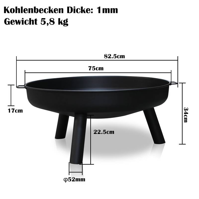 Feuerschale Heizstrahler 80 cm Gemütliche Feuer Garten Feuerkorb Terrassenfeuer