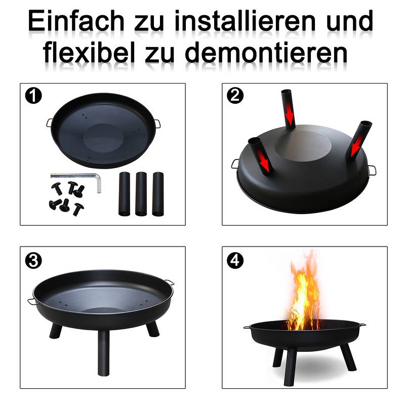 Feuerschale Heizstrahler 80 cm Gemütliche Feuer Garten Feuerkorb Terrassenfeuer