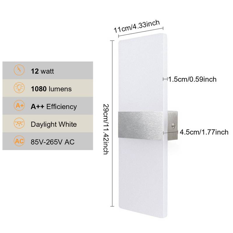 LED Wandleuchte 12W Flurleuchte Innen Wandstrahler Wandlampe Außen Flurlampe Weiß