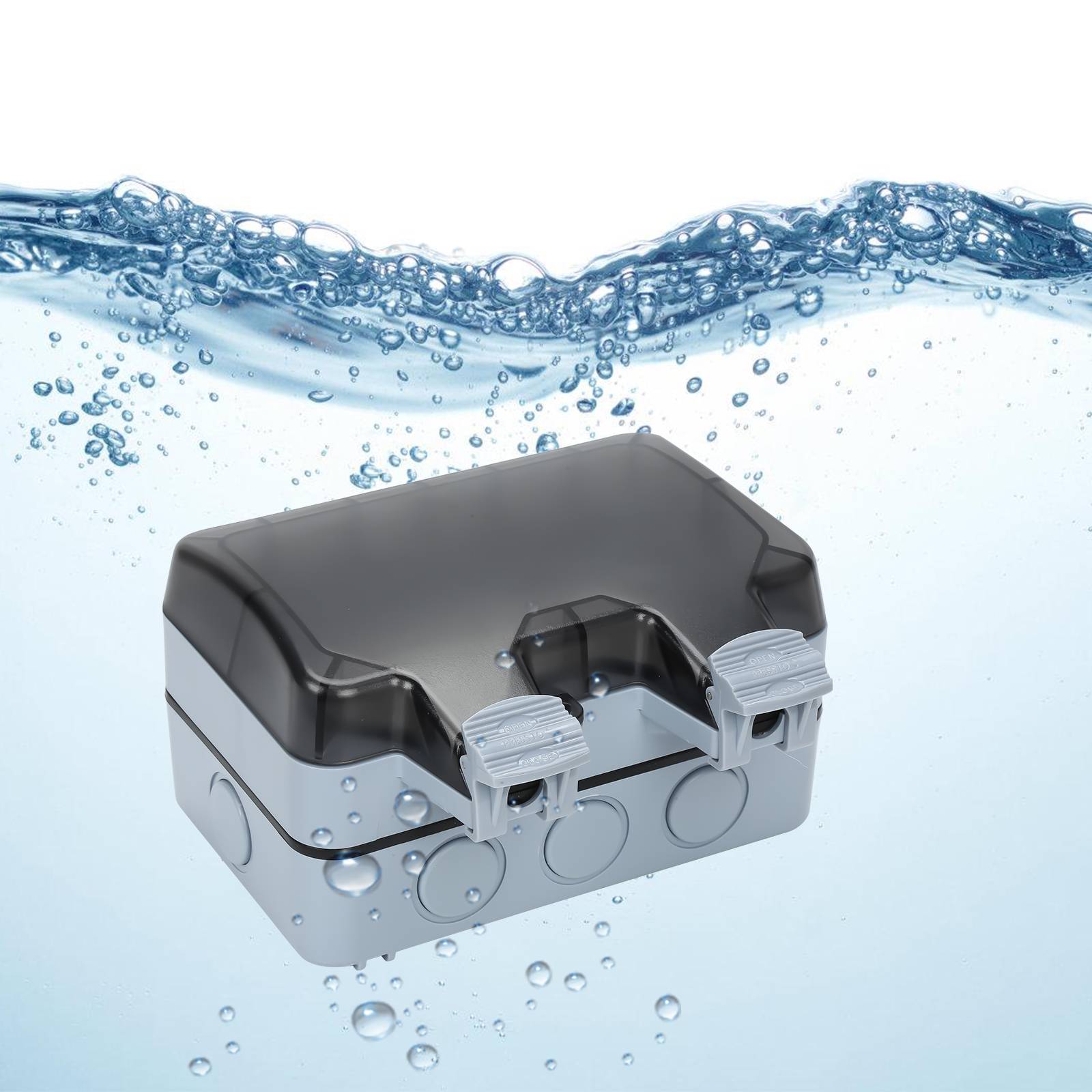 2X Außensteckdose Gartensteckdose Outdoor Steckdose IP66 16A Wasserdicht Staubdicht Wandsteckdose 2 Loch mit Schalter