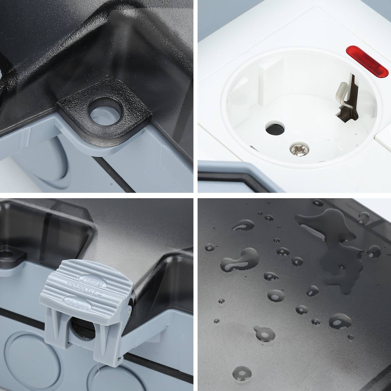 5X Außensteckdose Gartensteckdose Outdoor Steckdose IP66 16A Wasserdicht Staubdicht Wandsteckdose 2 Loch mit Schalter