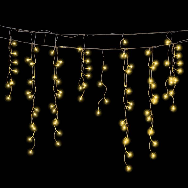 200 LED Lichterkette 10m Lichterkettel Warmweiß mit Memory-Funktion LED Eisregen