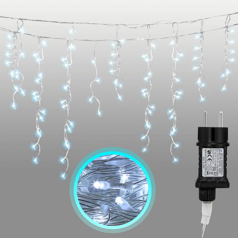 200 LED Lichterkette 10m Lichterkettel Kaltweiß mit Memory-Funktion LED Eisregen