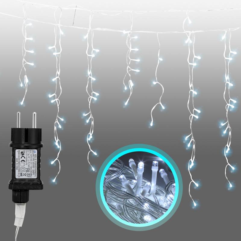 400 LED Lichterkette 15m Lichterkettel Kaltweiß mit Memory-Funktion LED Eisregen