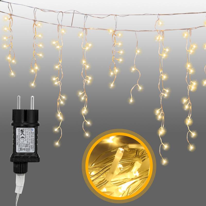 600 LED Lichterkette 20m Lichterkettel Warmweiß mit Memory-Funktion LED Eisregen